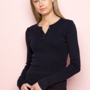 Long Sleeve Navy Henley Brandy Melville top